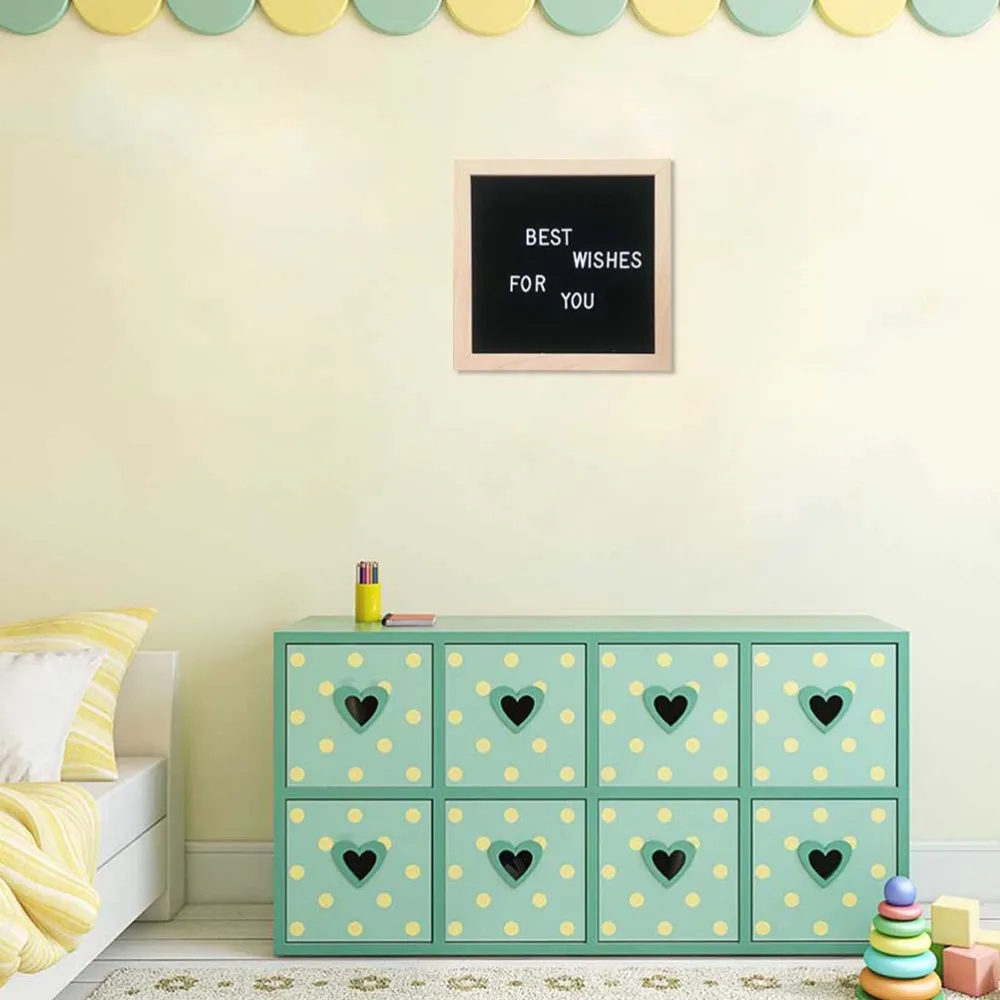 

EVA Felt Cloth Blackboard Wood Board Sets Creative Funny Felt Letter Message Decor Set for Home Child Kid(Black)