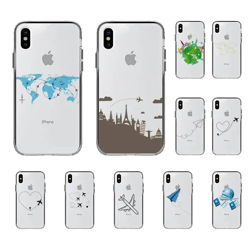 

World Map Travel Airplane aircraft Phone Case for iphone 13 8 7 6 6S Plus X 5S SE 2020 XR 11 12mini pro XS MAX