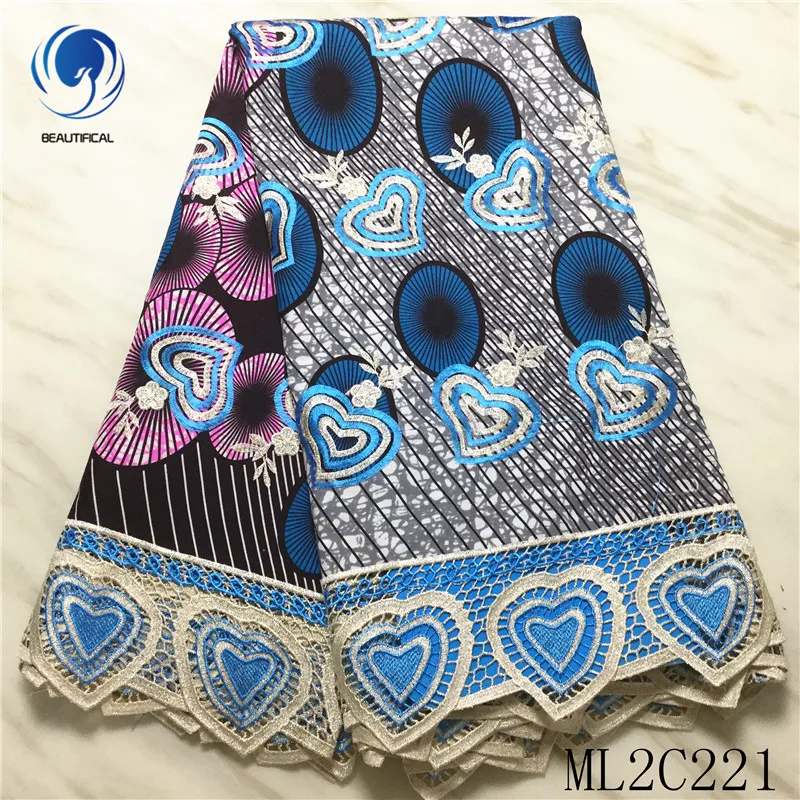 

LIULANZHI prints embroidery ankara wax prints guipure lace 5 yards real prints wax ankara lace fabrics ML2C22101-10