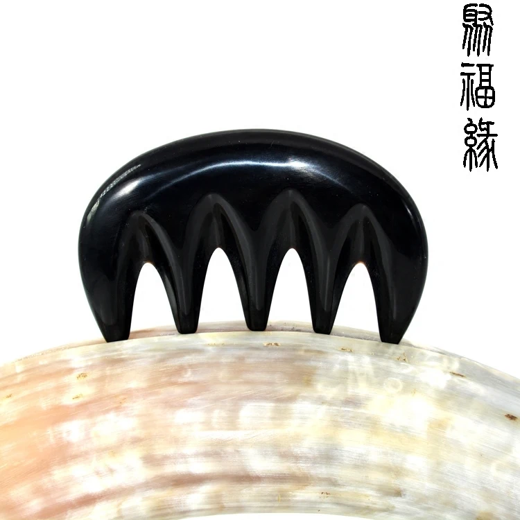1 Pc New Arrival Black Buffalo Ox Horn Hair Combs Good Quality Anti-static Designer Head Scraping Body Point Massager | Красота и