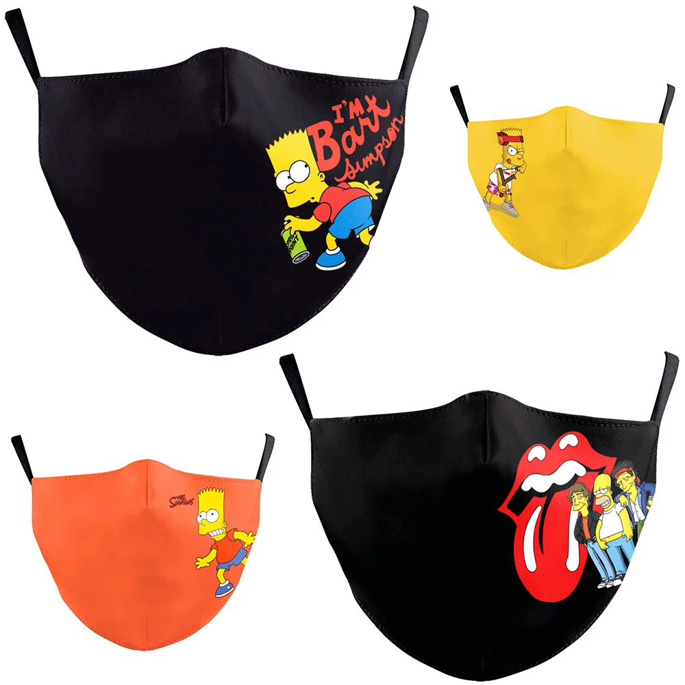 Популярные Аниме-Симпсоны Мужские Женские маски для лица Взрослые спортивные