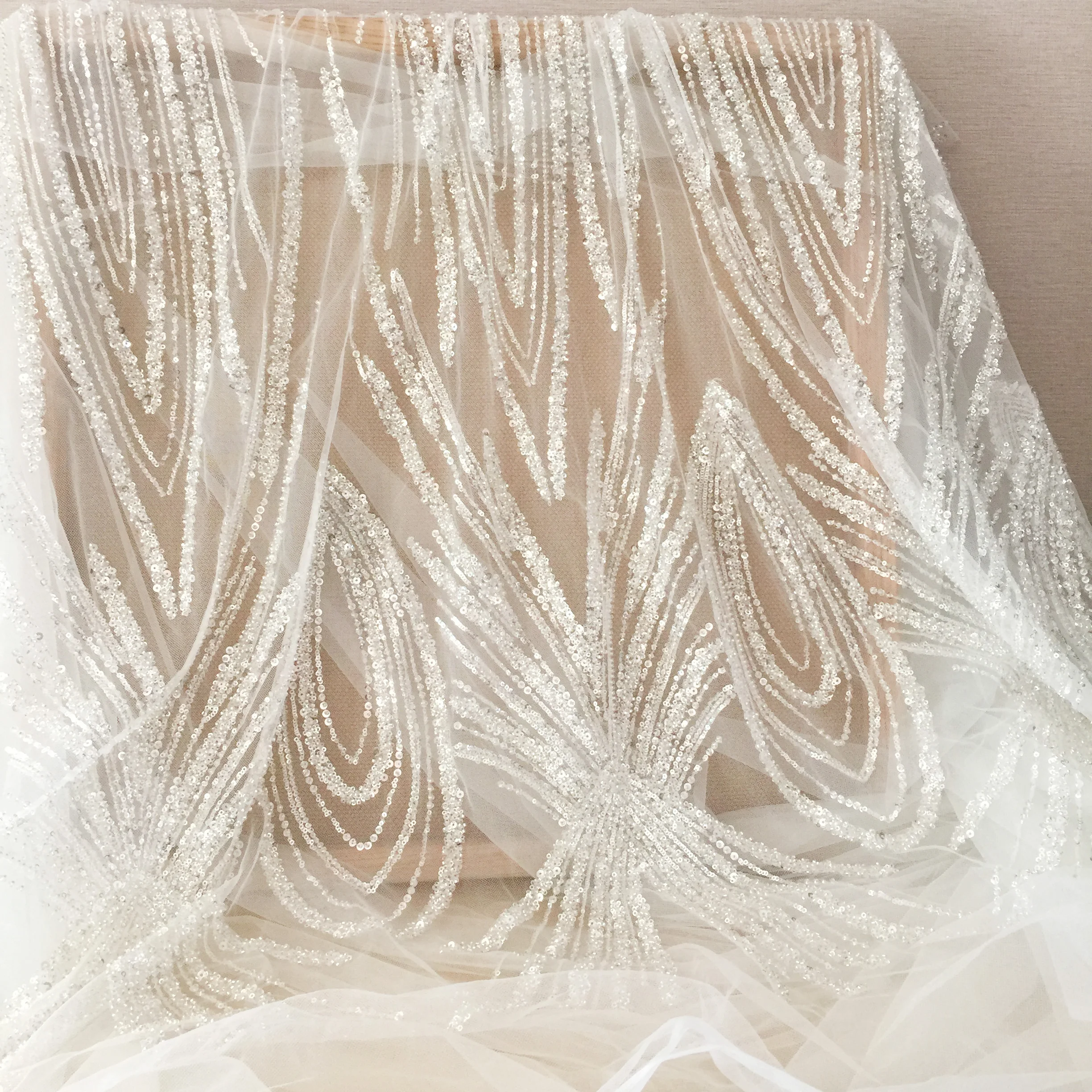 

Прозрачные блестки, бусины, вышивка, кружево, бисер, кружевная ткань, роскошное платье, цвет белый, 1 ярд 2022