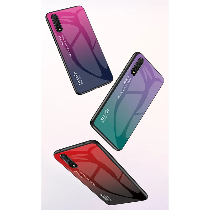 Градиентный защитный чехол для телефона из закаленного стекла Huawei P20/Pro P30 Lite/Nova4E