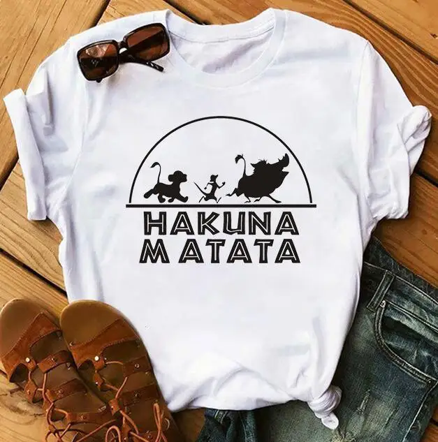 Женская футболка hakuna matata женская летняя повседневная с принтом забавная Прямая