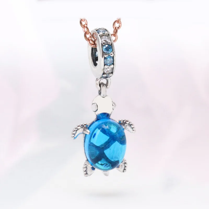 

Claudia Beads Hot Summer Glass Turtle Pendant Creative Versatile Blue Turtle Necklace Female Pendant