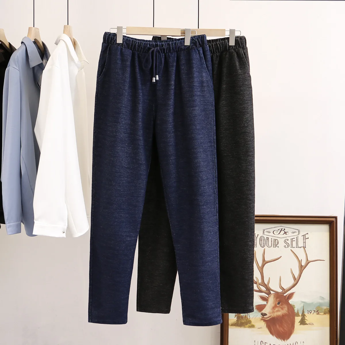 Женские джинсы-шаровары эластичные вязаные джинсовые брюки размера плюс для