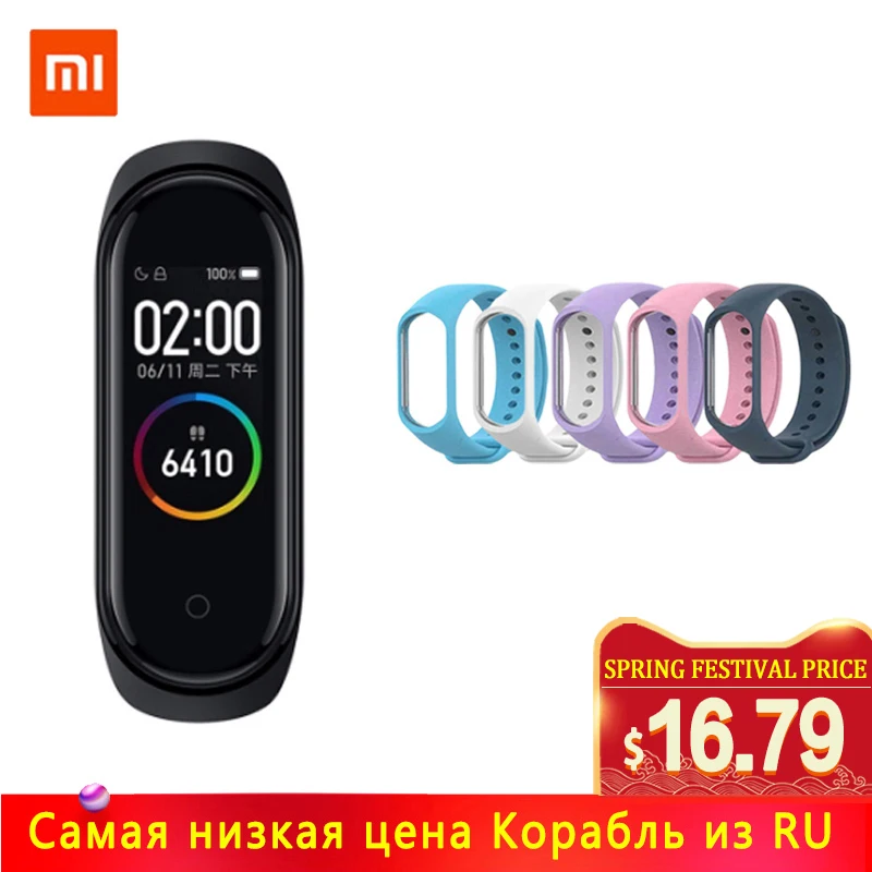 Xiaomi mi Band 4 Smart band 3 Цвета экран браслет сердечного ритма фитнес музыка Bluetooth 50 м