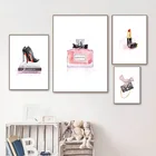 Плакат в современном скандинавском стиле, принты для макияжа, парфюма, губная помада, книга, акварельная картина на холсте, Настенная картина, декор для гостиной