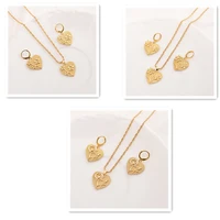 bangrui new arrivals gold heart rose flower pendant necklace dangle earrings set women wedding party exquisite jewelry set