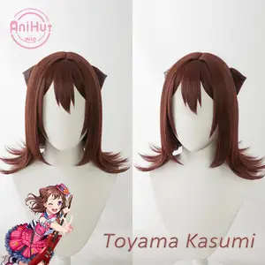 Anihut парик toyama Kasumi с ушками челка мечта! Poppin'Party косплей парик синтетические женские волосы Bandori Косплей Toyama Kasumi