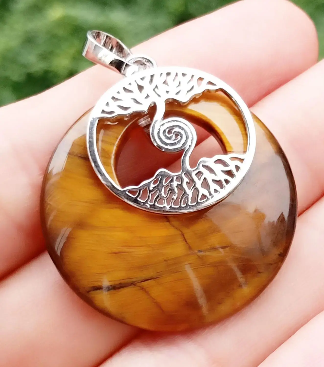 Тигровый глаз камень бусина-подвеска Дерево пара любовь жизнь энергии амулет |