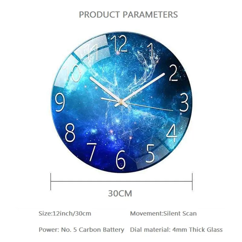 

Glass Wall Clock Modern Design Landscape Light Luxury Colorful Art Reloj Pared Decorativo Clocks Living Room Bedroom Home Decor