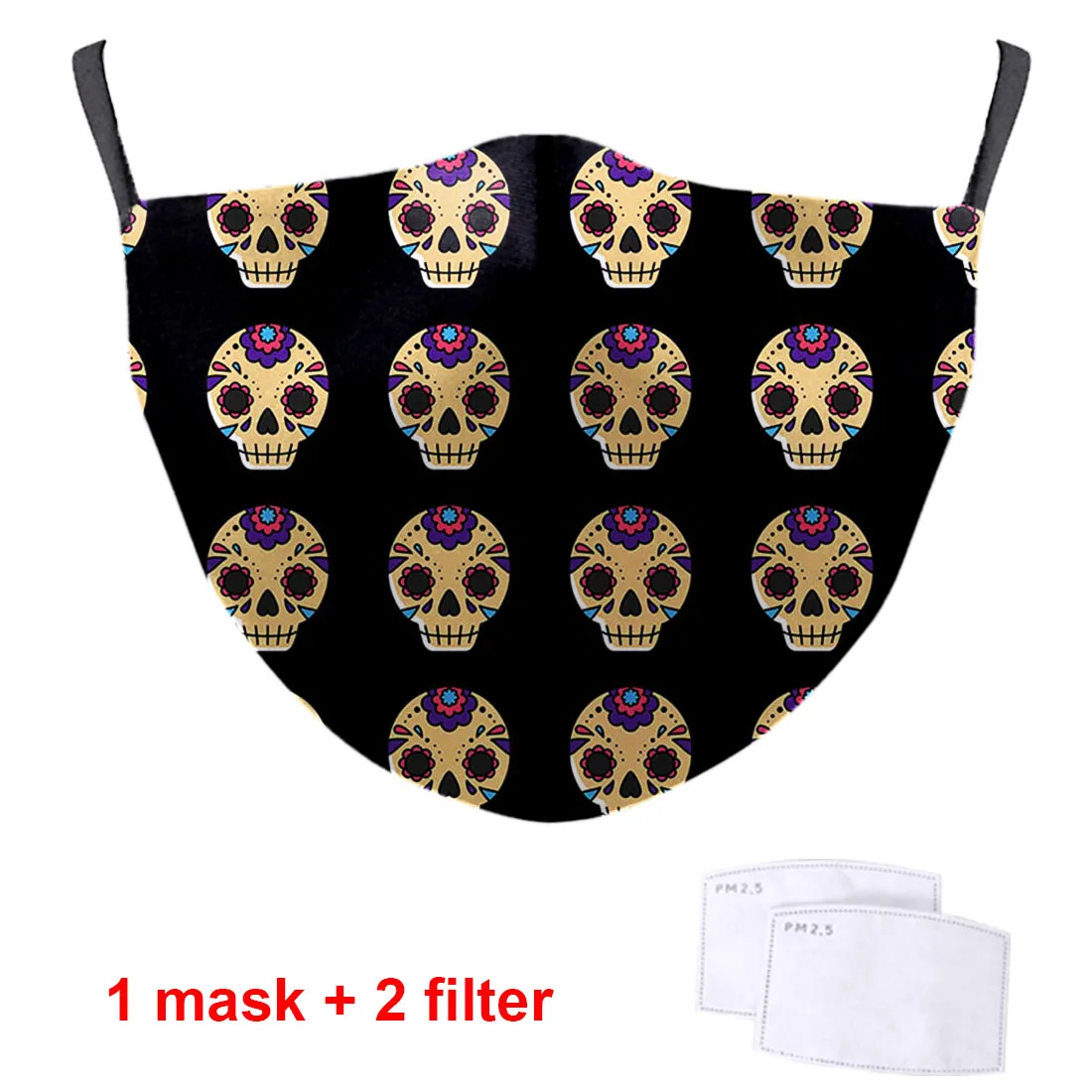 

Horror Skull Print 3D Masks Washable Masks Unsiex Outdoor Protective PM2.5 Filter Activated Carbon Facemask Dust-proof Maske