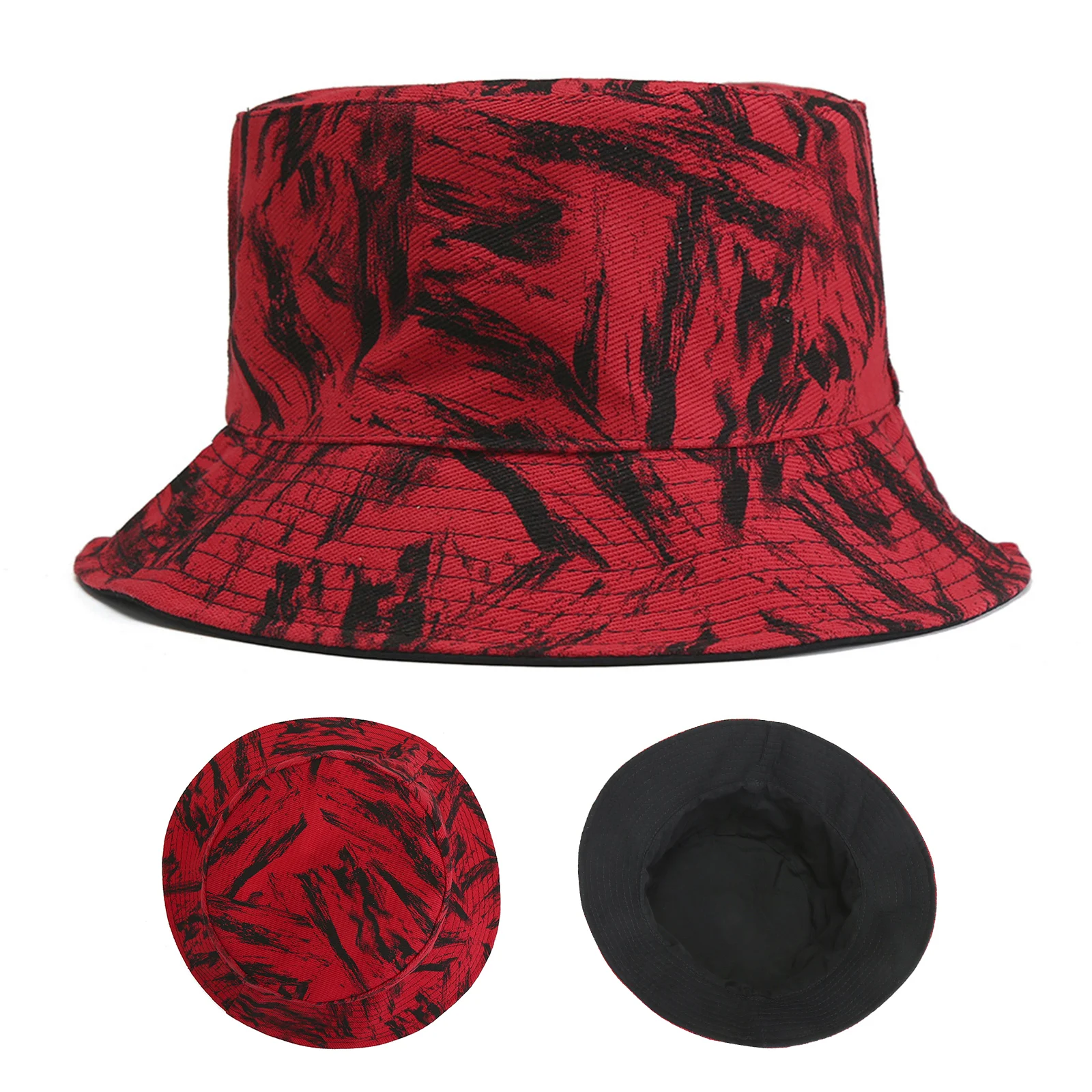 

Панама двусторонняя с широкими полями и принтом граффити, шляпа рыбака двусторонняя, Повседневная плоская Солнцезащитная