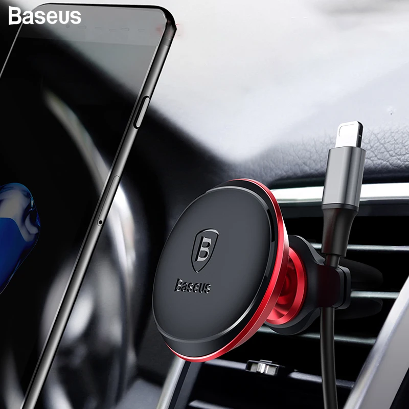 Магнитный автомобильный держатель для телефона Baseus для iPhone, samsung, кабельный зажим, органайзер, вращение на 360 градусов, крепление на вентиляционное отверстие, держатель для мобильного телефона, подставка