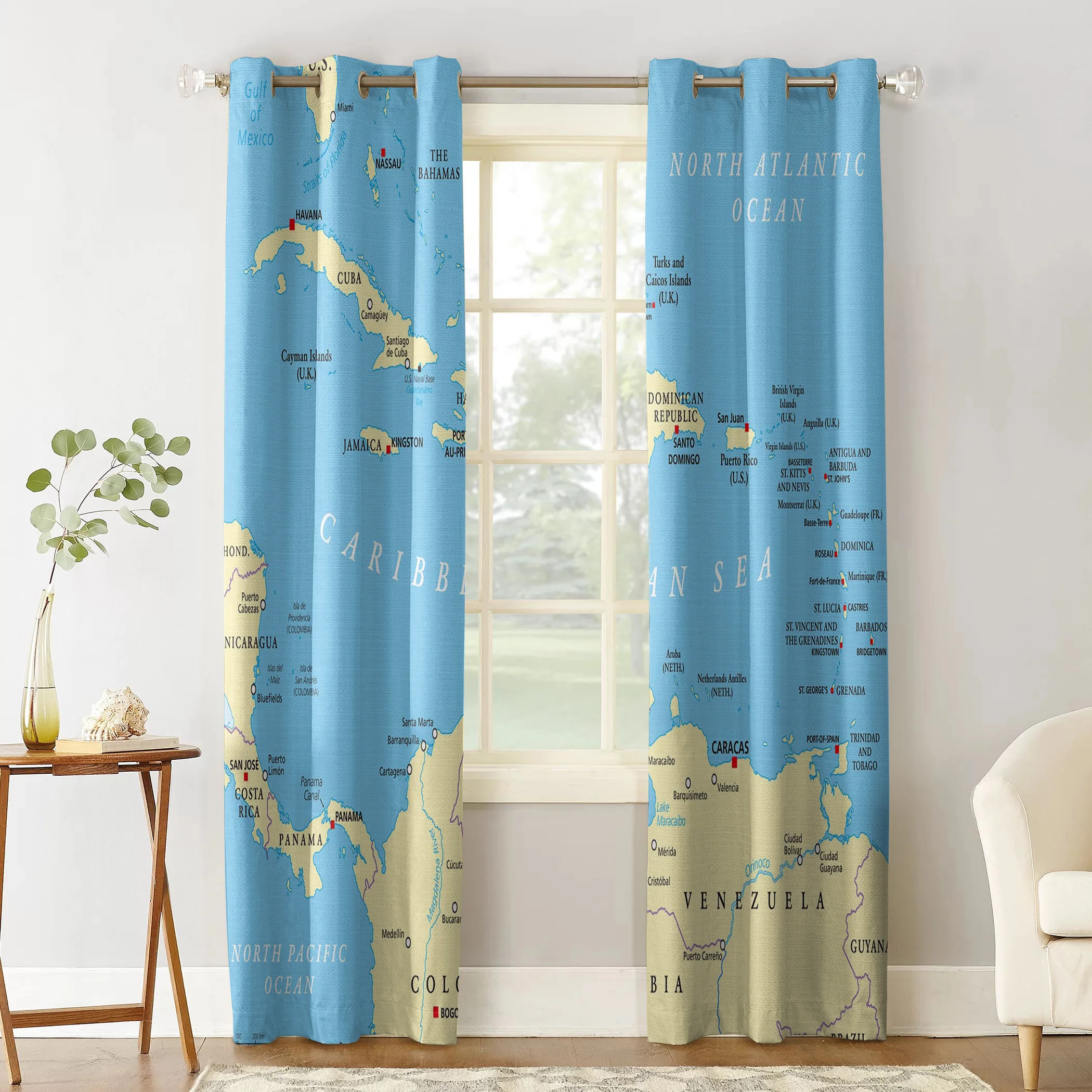 Карибская политическая карта оконные шторы гостиная кухня Современный домашний