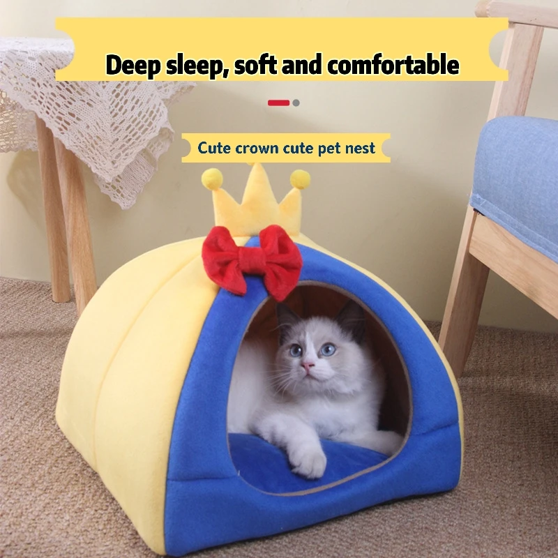 

Cute Cat Bed Warm Pet Basket Cozy Kitten Lounger Cushion Cat House Tent Soft Small Dog Mat Bag Kennel Washable Beds for Cats