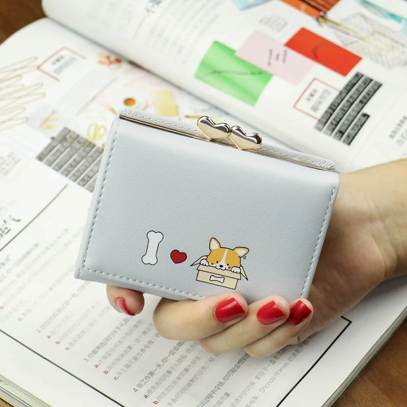 Женские кошельки женские короткие новые студенческие корейские милые персональные многофункциональные маленькие кошельки простой кошелек - Цвет: blue