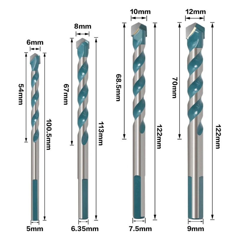 

4/5pcs Electric Tools Diamond Drill Hammer Concrete Ceramic Tile Metal Drill Bit 63HA