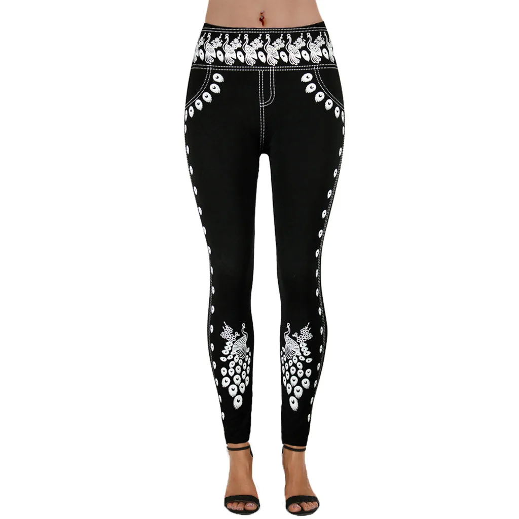 Колготки стрейчевые с принтом спортивная одежда Леггинсы для йоги тренировки