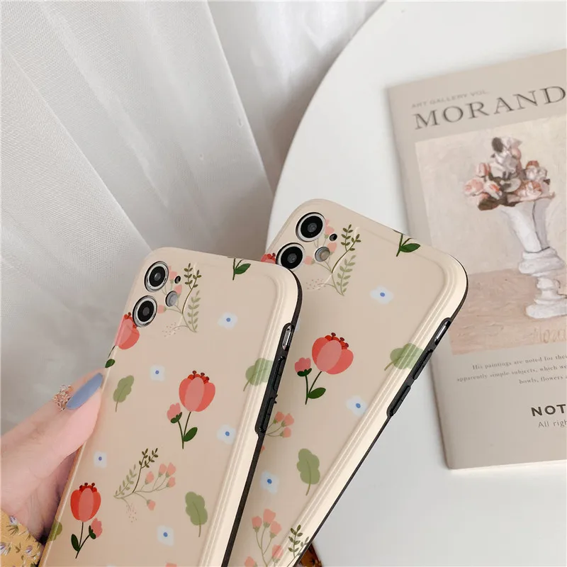 

Korean Style Fresh Small Floral Drop-Resistant Cell Phone Case iPhone 11 Case iPhone 8 Plus Case iPhone X Case