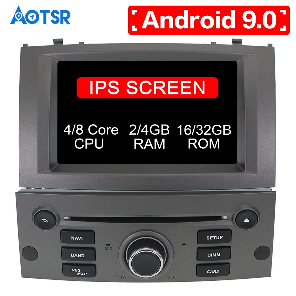 Android 9,0 9,1 автомобильный dvd-плеер gps ГЛОНАСС навигация для peugeot 407 2004-2010 4 Гб ОЗУ 32 Гб ПЗУ Мультимедиа Радио стерео DSP