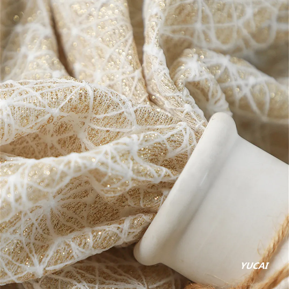 50*140 см Популярная золотистая Креативная одежда дизайнерская ткань осенне-зимняя