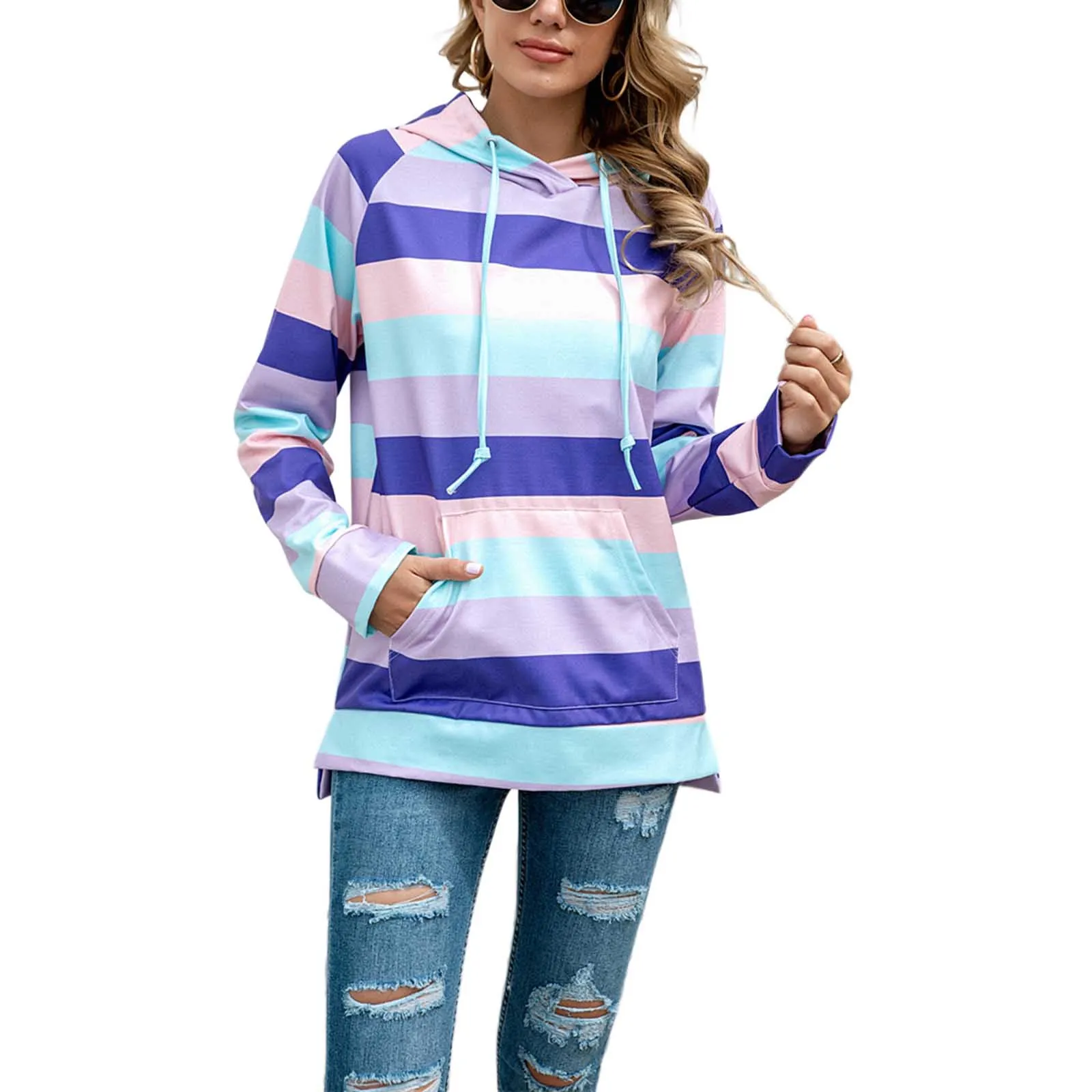 

Women's Sweater, Long Sleeve Pocket Hooded Top for Travelling Vacation Dating Party Shopping