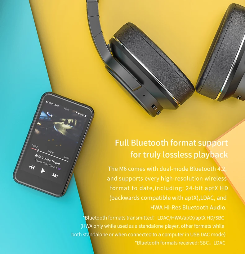 Музыкальный плеер FiiO M6 Hi-Res на базе Android с aptX HD, LDAC HiFi Bluetooth, USB аудио/ЦАП, поддержкой DSD и WiFi/Air Play