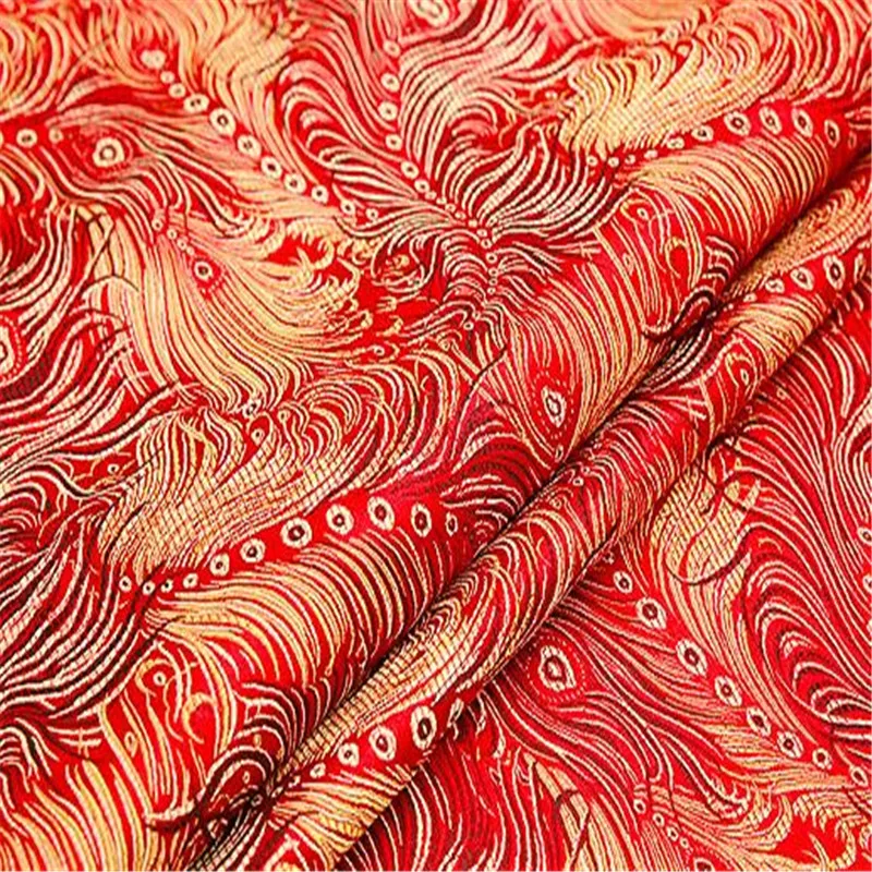 Jacquard Polyester Brocade Fabric Peacock Tail Design Latest Arrival Pattern Fabric Material For Making Women Handbags