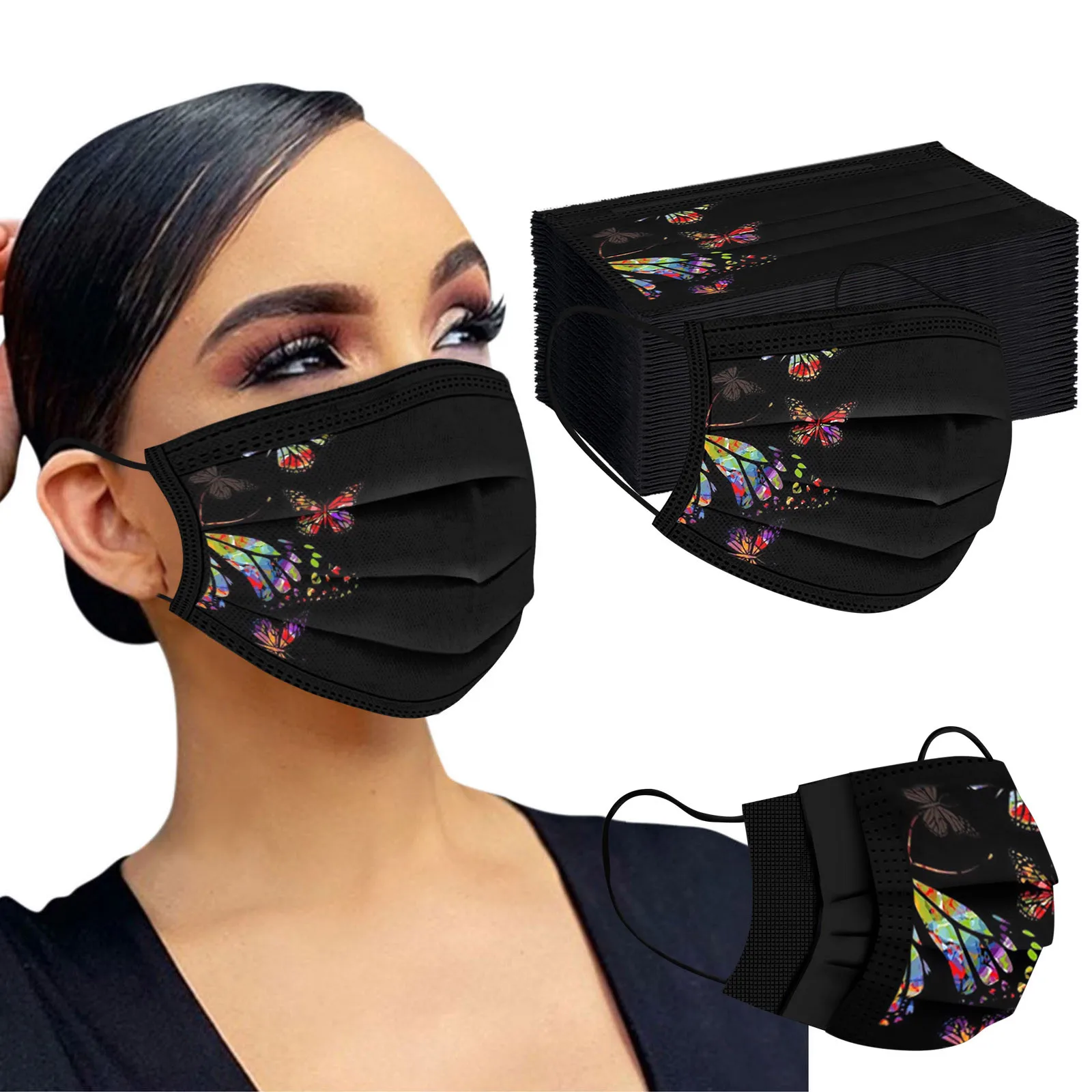 50 шт Mascarillas Higienicas Homologadas одноразовая маска для лица с принтом бабочки Masques Chirurgicaux
