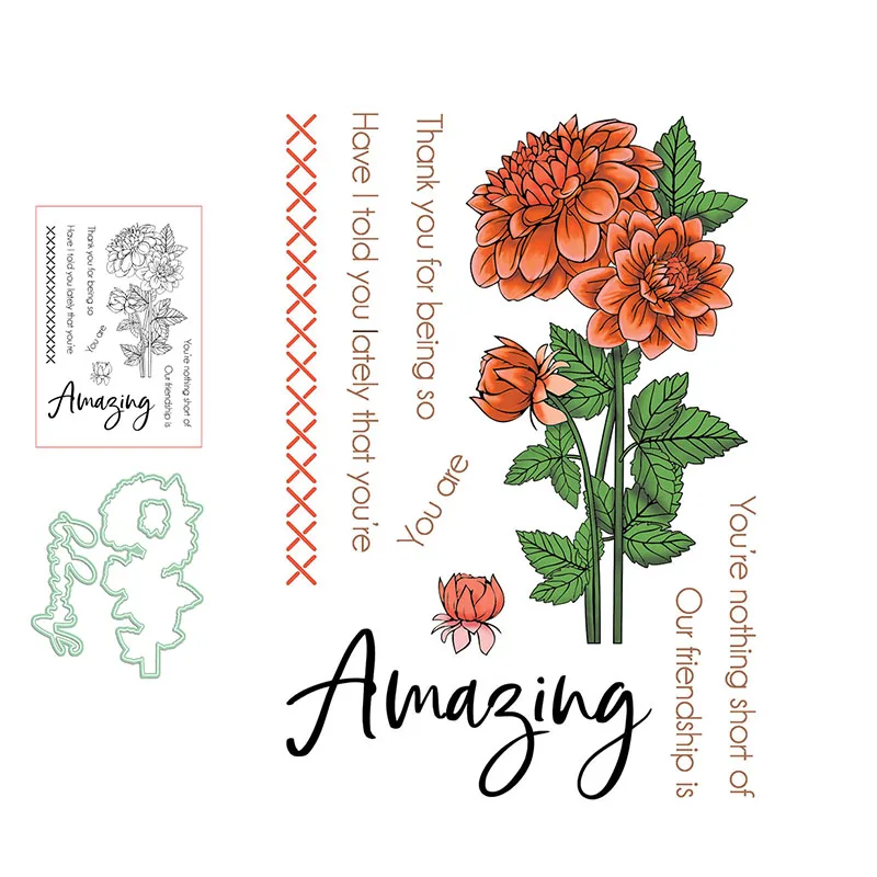 

Flower Rhizome Amazing Metal Cutting Dies and Rubber Stamps for Scrapbooking Craft Stencil DIY Album Paper Template Decor Design