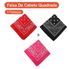 Черный + красный + розовый цвет 3 шт аксессуары для волос квадратная лента для волос портативный Пейсли квадратный шарф