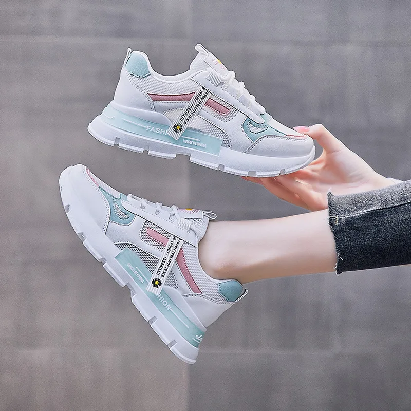 

Женские кроссовки на нескользящей подошве, дышащие сетчатые кроссовки на платформе, повседневная обувь для бега, лето 2021