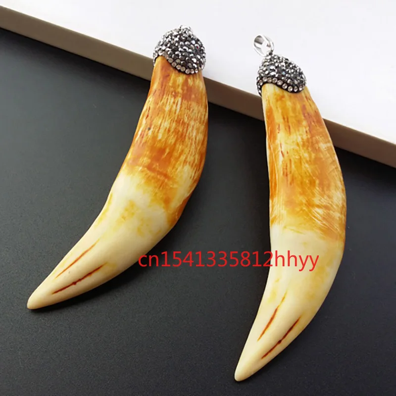 

1Pcs Tiger Teeth Paved Crystal Rhinestones Elegant Tiger Teeth Pendant for Jewelry Making