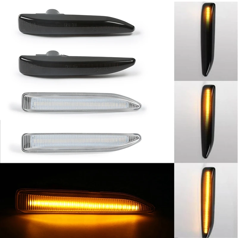 2x автомобильный Светодиодный Боковой светильник с динамическим течением и