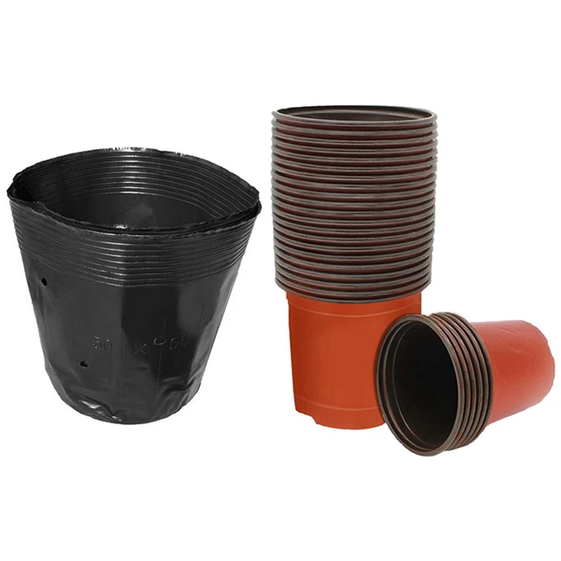 

100x Nursery Pot Plastic Plant Pots Nursery Seedlings Pots 18X16cm & 50 Pieces of Plastic Nursery Flower Pots