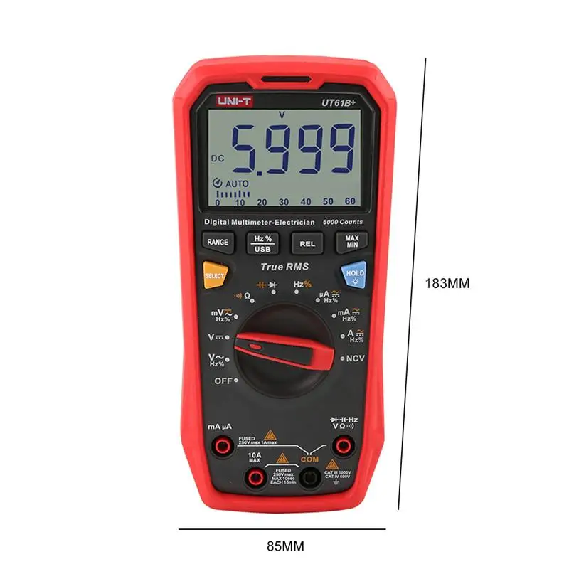

UNI-T UT61B+/UT61E+/UT61D+ Handheld Digital Multimeter Tester Unit True RMS Auto Range 6000 Counts DC AC 1000V Diode Meter