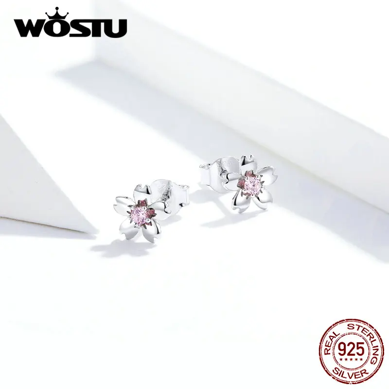 WOSTU Новое поступление 100% Стерлинговое Серебро 925 пробы серьги в виде цветка