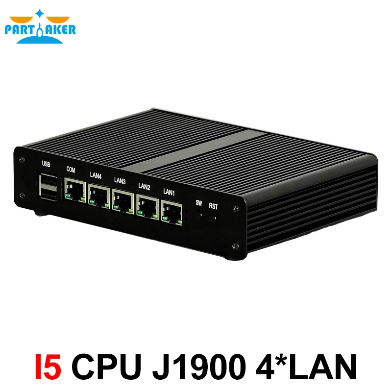 Причастник Мини ПК Сервер Pfsense OS J1900 Четырехъядерный 4 LAN 1080P 12V мини настольный