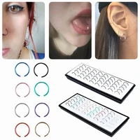 new 40pcslot 8x0 5mm fashion stainless steel nose piercing nose ring hoop lip hoop earrings punk hip hop body piercing jewelry