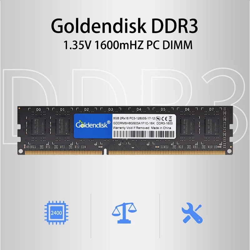 Оперативная память Goldendisk 4 Гб DDR3 PC3 оперативная s 1 35 в 1333 1600 1866 МГц для настольных