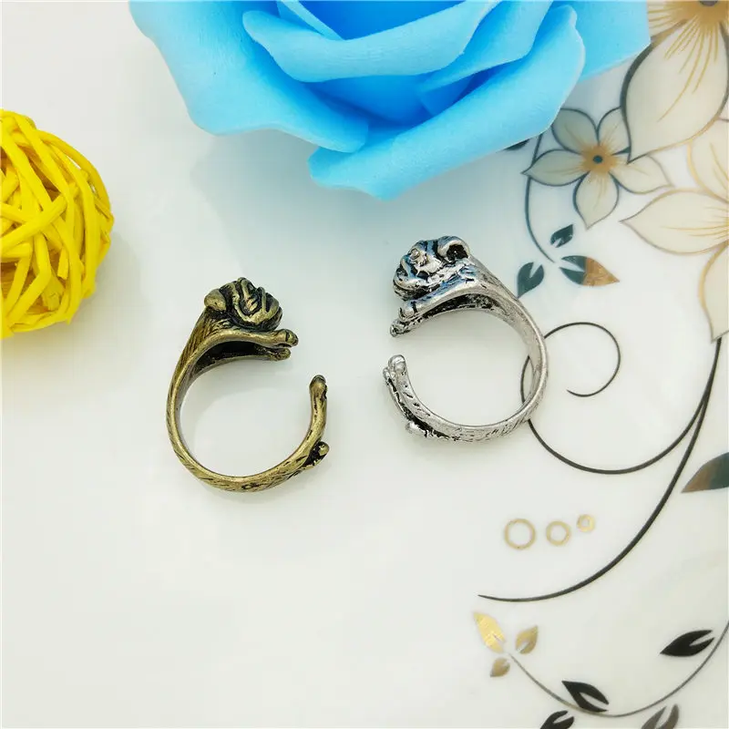 Прямая поставка Модные Винтажные кольца регулируемые милое кольцо мопса для