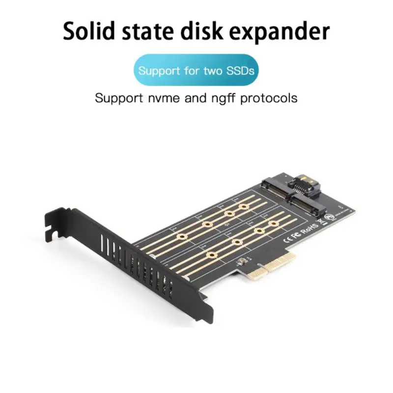 

M.2 NVMe SSD NGFF TO PCIE 3.0 X4 4X Adapter, M Key B KEY Dual Interface Card M2 Riser Card Adapter For 2230/2242/2260/2280 SSD
