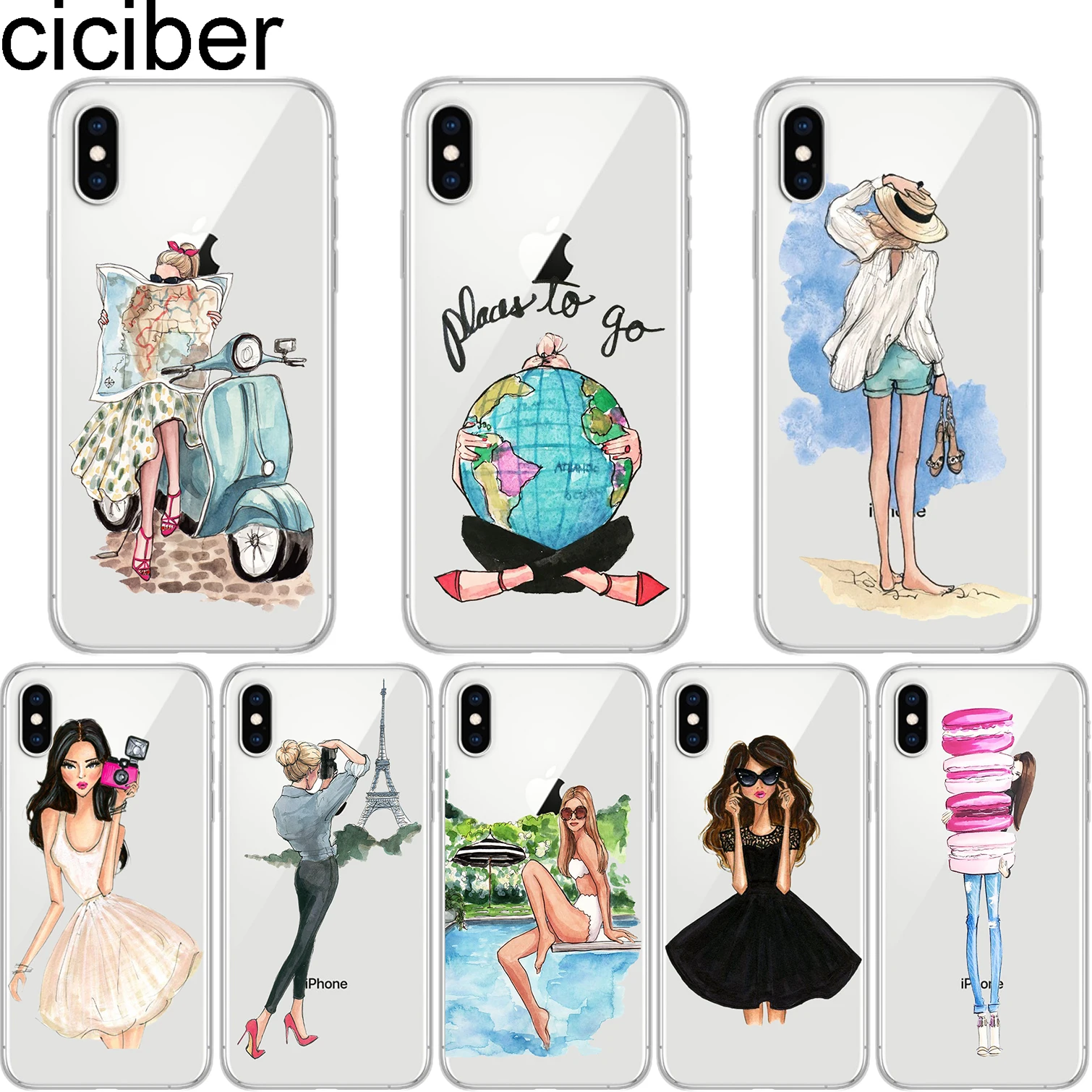 Ciciber роскошный модный чехол для телефона путешествий с красивой девушкой мягкий