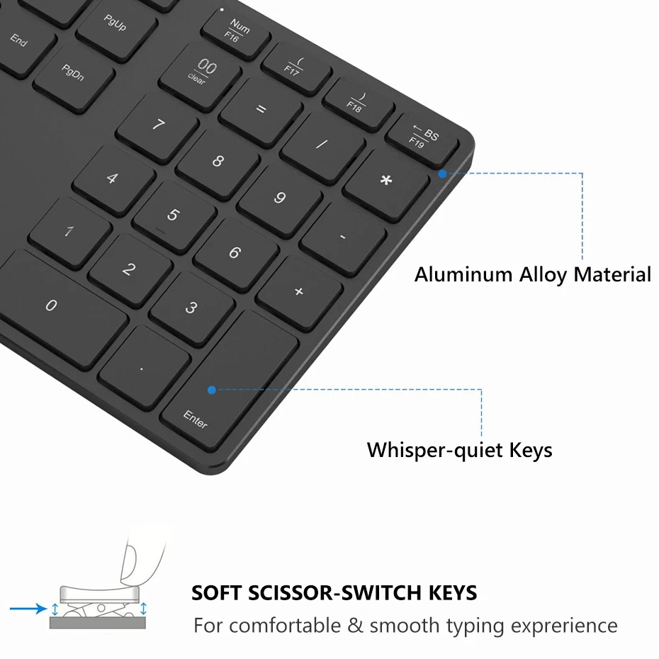 AVATTO алюминиевый сплав 35 клавиш Bluetooth беспроводная цифровая клавиатура, цифровая клавиатура для Windows, IOS, Mac OS, Android, планшет, ноутбук PC