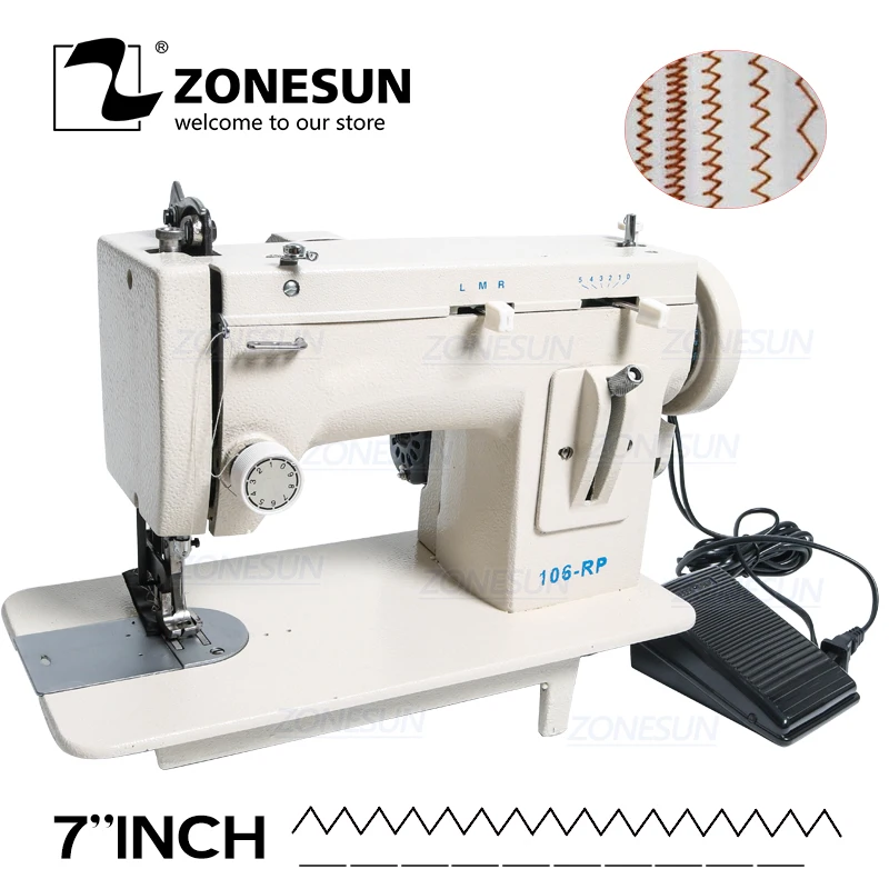 ZONESUN 106-RP бытовая швейная машина меховая кожаная одежда толстый швейный инструмент толстый материал ткани обратная Зиг заг стежка