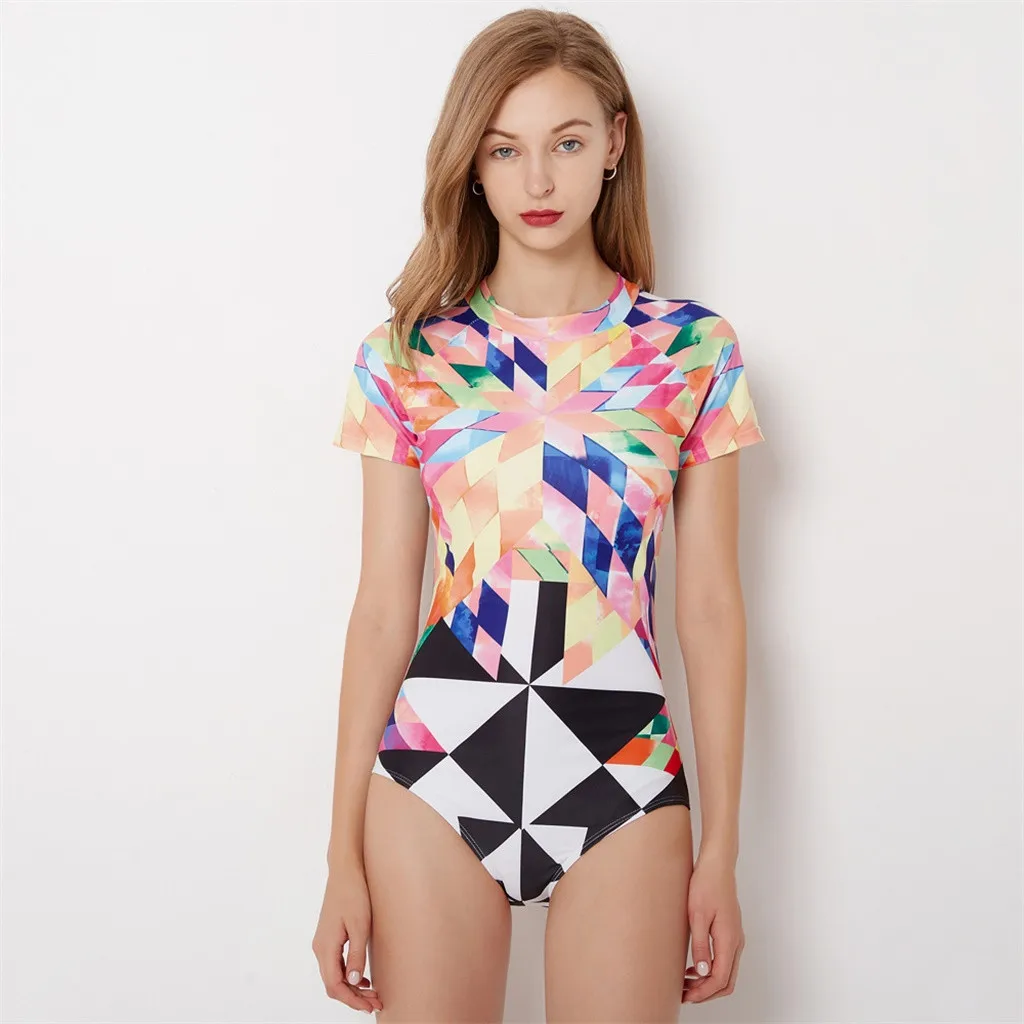 Женский купальник с коротким рукавом купальный костюм для дайвинга пляжа