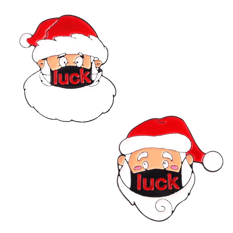 

Santa Claus Brooch Wearing a Mask, Christmas Enamel Pins Bag Decor Badges