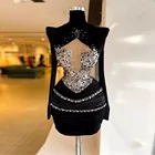 Черные короткие вечерние платья с длинным рукавом и бусинами, женское бархатное платье для выпускного вечера, плиссированное вечернее платье, сексуальное платье